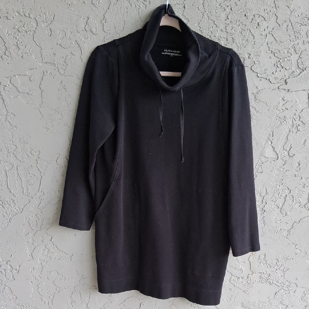 Eileen Fisher Black Cowl Neck Sweatshirt
